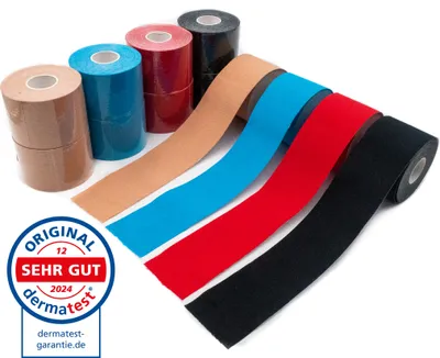 Produktbild von axion Kinesiologie-Tapes 12 Stück selbstklebend - Wasserfeste Tapes, 4 Farben, Physiotape, Sporttape Bandage, für Ihre Physiotherapie