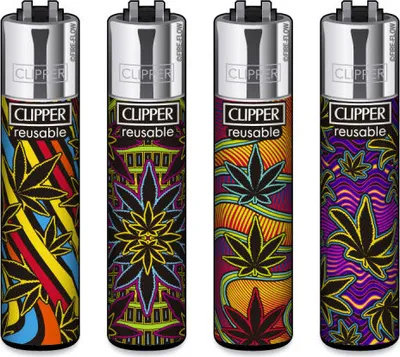Produktbild von Clipper Reibradfeuerzeuge Neon Leaves #6, 4 Stück