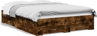 Obrázek produktu pro Maison Exclusive - Rám postele se zásuvkami kouřový dub 120 x 190 cm kompozit