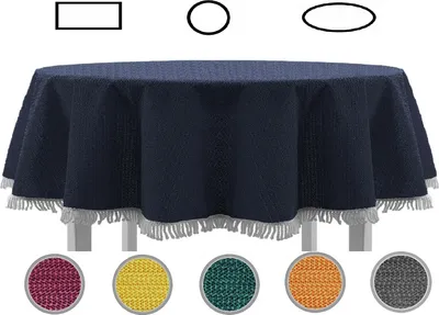 Produktbild von Gartentischdecke mit Fransen Tischdecke rund oval eckig Classic 140x180 cm oval blau