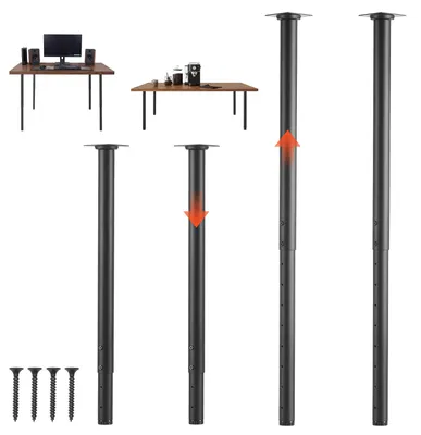 Zdjęcie produktu dla SucceBuy Nogi do stołu, zestaw 4 szt., regulowane nóżki meblowe 60–100 cm, solidne nóżki do stołu o nośności do 544 kg, teleskopowe nóżki ze stali węglowej, odpowiednie do biurek, stolików kawowych, stołów jadalnych i stołów warsztatowych, okrągłe