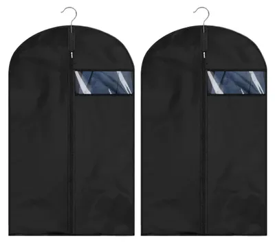 2er-Pack Kleiderhüllen mit Sichtfenster, schwarz, 60x100 cm, EVA