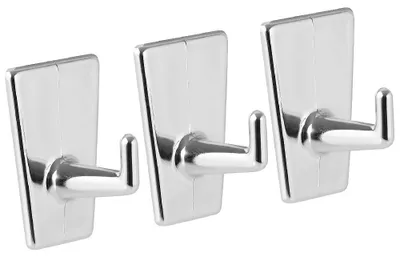 Selbstklebende Haken Set 3 Stück, silber, 4,5 x 4,5 x 3,5 cm