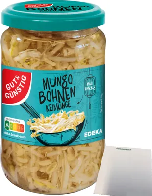 Produktbild von Gut & Günstig Mungbohnenkeimlinge (330g Glas) + usy Block