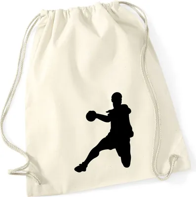 Produktbild von Huuraa Turnbeutel Handball Silhouette 12 Liter Natural Baumwolle Rucksack Geschenkidee