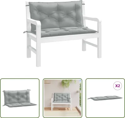 Produktbild von The Living Store Gartenbank-Auflagen 2 Stk. Melange Hellgrau 100x50x7 cm Stoff