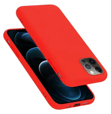 A red phone case is shown on a white background.