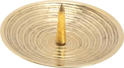 Produktbild von Kerzen -Rillen-Teller mit Dorn Ø10cm Kerzenteller Messing Gold Kerzenhalter Deko
