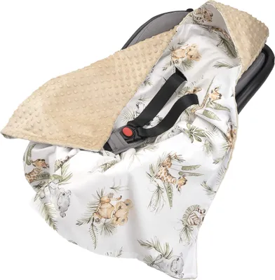 Produktbild von Kuscheldecke für babys, Einschlagdecke, Baumwolle, 85x85, Safari mit beigem Minky