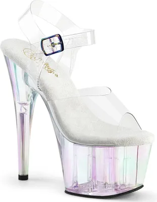 Produktbild von ADORE-708HT Pleaser vegane Damen High Heels Plateausandaletten klar Holo getönt