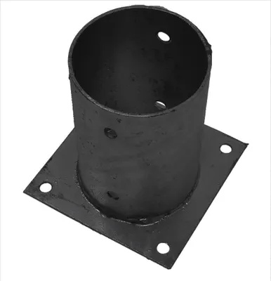 Produktbild von Runder Pfostenträger Schwarz auf Platte Ø10,1 x 15 cm – pro Stück