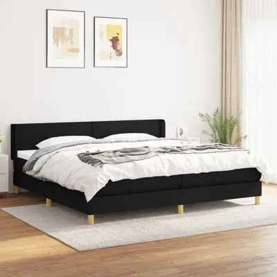 Produktbild von vidaXL Boxspringbett mit Matratze Schwarz 200x200 cm Stoff - Boxspringbett - Boxspringbetten - Bett - Schlafzimmermöbel