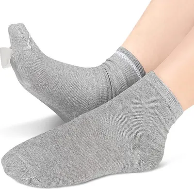 Produktbild von INF Gel Zehenspreizer Socken zur Hallux Valgus Korrektur, 1 Paar Grau