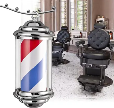 Immagine prodotto di Barber Pole Palo del barbiere Insegna Barber Shop Con lampada 38cm