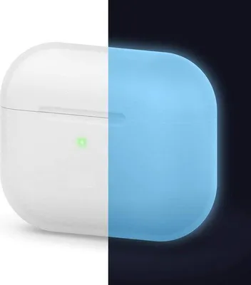 Image de Étui en silicone pour AirPods Pro, bleu Nachtglow, fonction de protection, étui en silicone, compatible avec les AirPods Pro d'Apple, boîtier de recharge