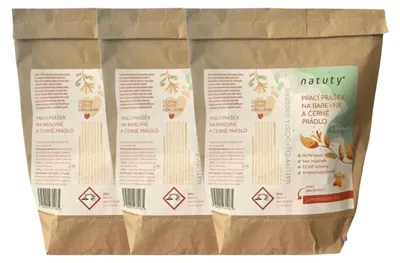 Imagen del producto de Natuty: Detergente en polvo para ropa de color y ropa negra, 1 kg. Paquete económico de 3 unidades