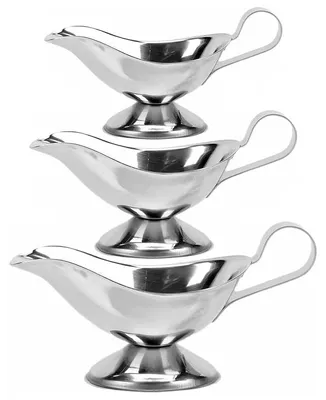 3-teiliges Edelstahl-Soßenschüssel-Set, 15-21 cm, silber