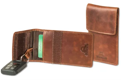Produktbild von Woodland® KEYLESS-GO Funkwellenblocker Auto-Schlüsseltasche aus naturbelassenem Rindsleder in Multicolor/Cognac