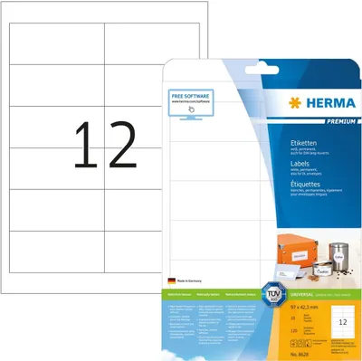 Produktbild von HERMA - Etikett 8628 97x42,3mm premium weiß 120 Stück