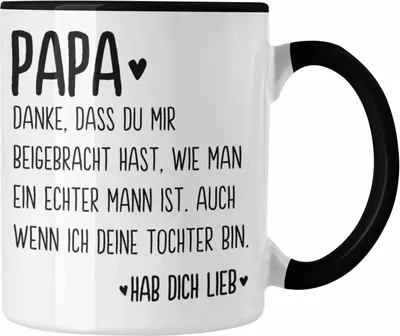 Produktbild von Trendation - Papa Tasse Geschenk von Tochter Kaffeetasse Sprüche Vatertag Geschenkidee Spruch Vater (Schwarz)