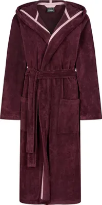 Produktbild von Cawö Damen-Bademantel mit Kapuze Uni Farbe burgund Größe 40/42