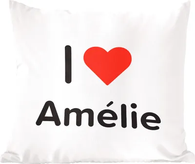 Produktbild von MuchoWow® Zierkissen Sofakissen Wohnzimmer Dekokissen 45x45 cm Ich liebe - Amélie - Mädchen - Schlafpolster - Polster für das Sofa