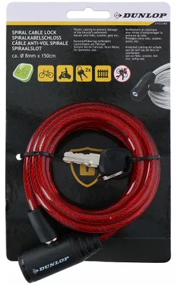 Produktbild von DUNLOP Fahrradschloss Spiralschloss mit Schlüssel 150 cm