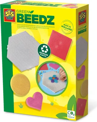 Produktbild von SES Creative® Bügelperlen Stiftplatten Set GREEN BEEDZ mehrfarbig
