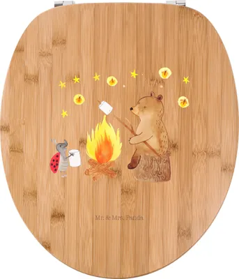 Produktbild von Mr. & Mrs. Panda WC Brille Bär & Marienkäfer Lagerfeuer - Transparent - Geschenk, Toilettendeckel, klo deckel, Klo-Deckel, Teddy, WC-Sitz, Toilettenbrille