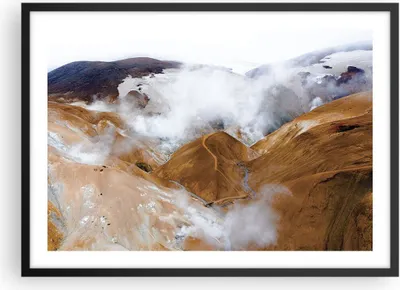 Produktbild von Gerahmtes Poster - Schwarzer Rahmen - Berge Wolken Landschaft - 70x50 cm - Wand Bild - Wanddeko - Wandbilder - Kunstposter - Wandposter - Bilderrahmen - Bilder - Kunstdruck - P2BAA70x50-4711