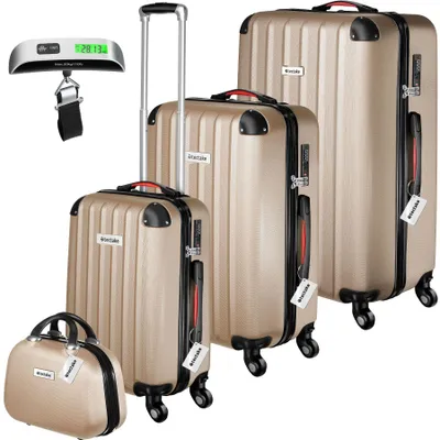 Produktbild von tectake® Hartschalenkoffer-Set Cleo 4-teilig, 3 Trolleys, 1 Beauty Case