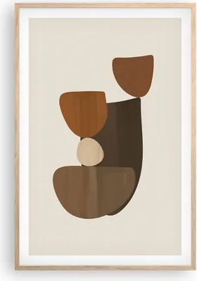 Produktbild von Gerahmtes Poster - Rahmen in heller Eiche - Abstraktion Braun Minimalismus - 61x91,5 cm - Wand Bild - Wanddeko - Wandbilder - Wandposter - Bilderrahmen - Bilder - Kunstdruck - Wandbild P2NPA61x91-4212