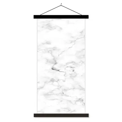 Produktbild von MuchoWow® Textilposter Marmor - Weiß - Grau 60x120 cm mit schwarzem Rahmen - Magnete
