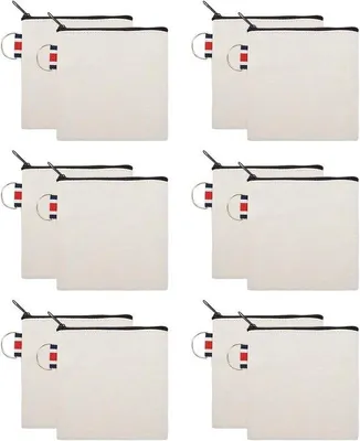 Immagine prodotto di Portamonete da donna in tela di piccole dimensioni, confezione da 12 pezzi, piccoli scomparti quadrati con cerniera, 11 x 11 cm
