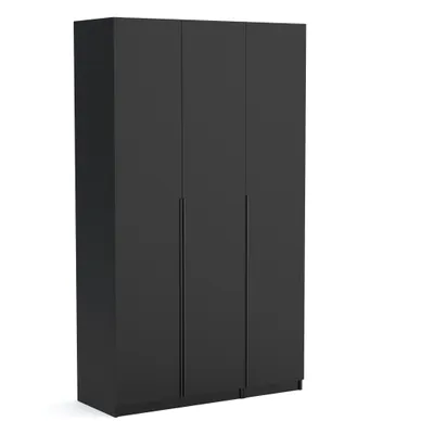 Produktbild von Kleiderschrank Pablo 135 cm, schwarz matt mit Einlegeplatten, Drehtürenschrank, Farbauswahl, 135x54x234 cm 3-türig