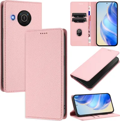 Produktbild von Litchi Leder Handyhülle für Nokia X20/Nokia X10 Wallet Kartenfächer Standfunktion Hülle Pink