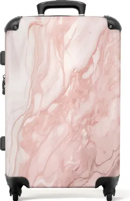 Produktbild von NoBoringSuitcases.com® Großer Koffer - Marmor - Rosa - Roségold - Marmoroptik - Luxus - Kombinationsschloss TSA - Hartschalen Trolley 4 Rollen - 72 liter - Reisekoffer - 66 cmKoffer Mittelgroß 67x43x25 cm, 72L,