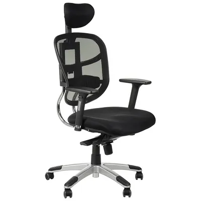 Zdjęcie produktu dla Obrotowe ergonomiczne krzesło biurowe HN-5018, regulowane podłokietniki, zagłówek, siedzisko przesuwane (przód-tył), czarny