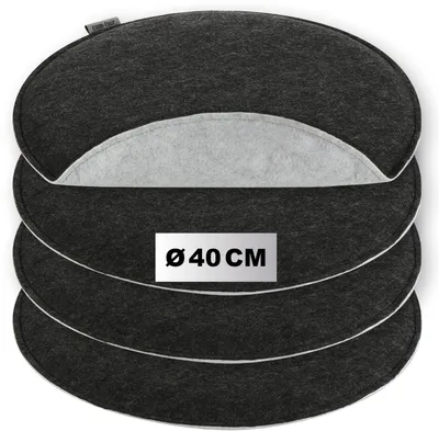 Imagen del producto de Cojines de fieltro redondos, juego de 4, diámetro 40 cm, reversibles en color antracita y gris