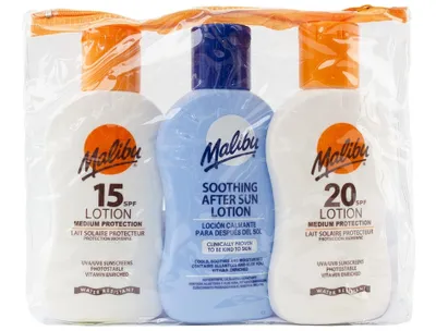Obrázok produktu pre Malibu Travel Pack SPF15 100ml + SPF20 100ml + Balsam Po Opalaniu 100ml (PRODUKT Z NIEMIEC)
