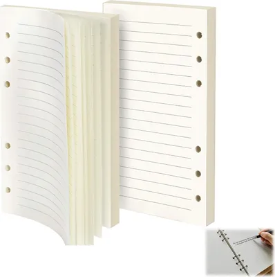 Produktbild von 2 Packungen A5-Nachfüllpackungen liniertes Papier – 90 Blatt A5-Nachfüllblock für A5-Tagebuch, 8,3 x 5,6 Zoll große, nachfüllbare Planereinlagen aus losem Blattpapier, A5-Nachfüllpackung aus liniertem Papier für Unterrichtsprotokolle