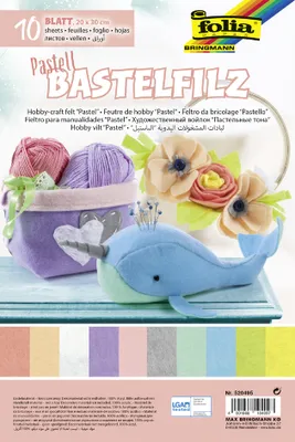 Produktbild von folia Bastelfilz 200 x 300 mm 150 g/qm Pastellfarben 10 Stück