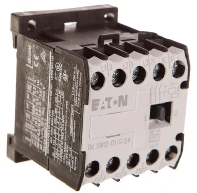 Imagen del producto de Contactador de 12A, 3 polos, 24VDC, modelo 0Z 1R DILEM12-01-G-EA (24VDC), número de artículo 189990
