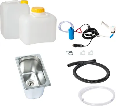 Obrázok produktu pre 12V mini kuchyňa kempingová kuchyňa kuchynský blok sada technológie drez 265x160x150 Novo
