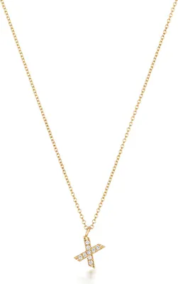 Produktbild von Wunderschöne 18 Karat (750) Gold Buchstaben / Initiale Damen - Diamant Anhänger mit Kette Brillant-Schliff H - SI2; TRS35499LTX