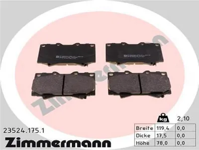 Produktbild von ZIMMERMANN Bremsbeläge Satz Vorne Bremsklötze für TOYOTA LAND CRUISER (PZJ7, KZJ7, HZJ7, BJ7, LJ7, RJ7) 23524.175.1