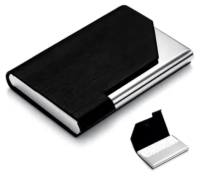 Produktbild von Visitenkartenetui aus hochwertigem Kunstleder mit Magnetverschluss für Damen und Herren in Schwarz