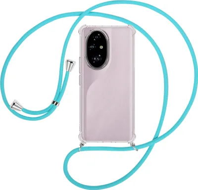 Produktbild von Handykette Backcover-Schutzhülle mit Band (Metall silberfarben) für Realme C67 5G - türkis