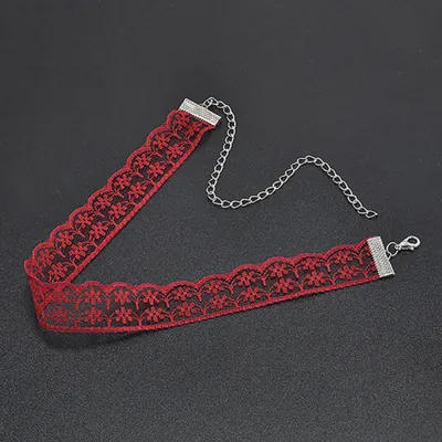 Produktbild von Frauen Retro Halsband Boho Blumenmuster Spitze Gothic Punk Kragen Halskette Geschenk-Rot