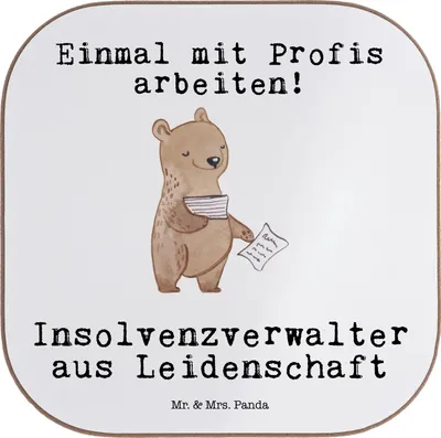 Produktbild von Mr. & Mrs. Panda Untersetzer für Gläser Insolvenzverwalter Leidenschaft - Weiß - Geschenk, Tischuntersetzer, Coaster, Tassenuntersetzer, gläseruntersetzer